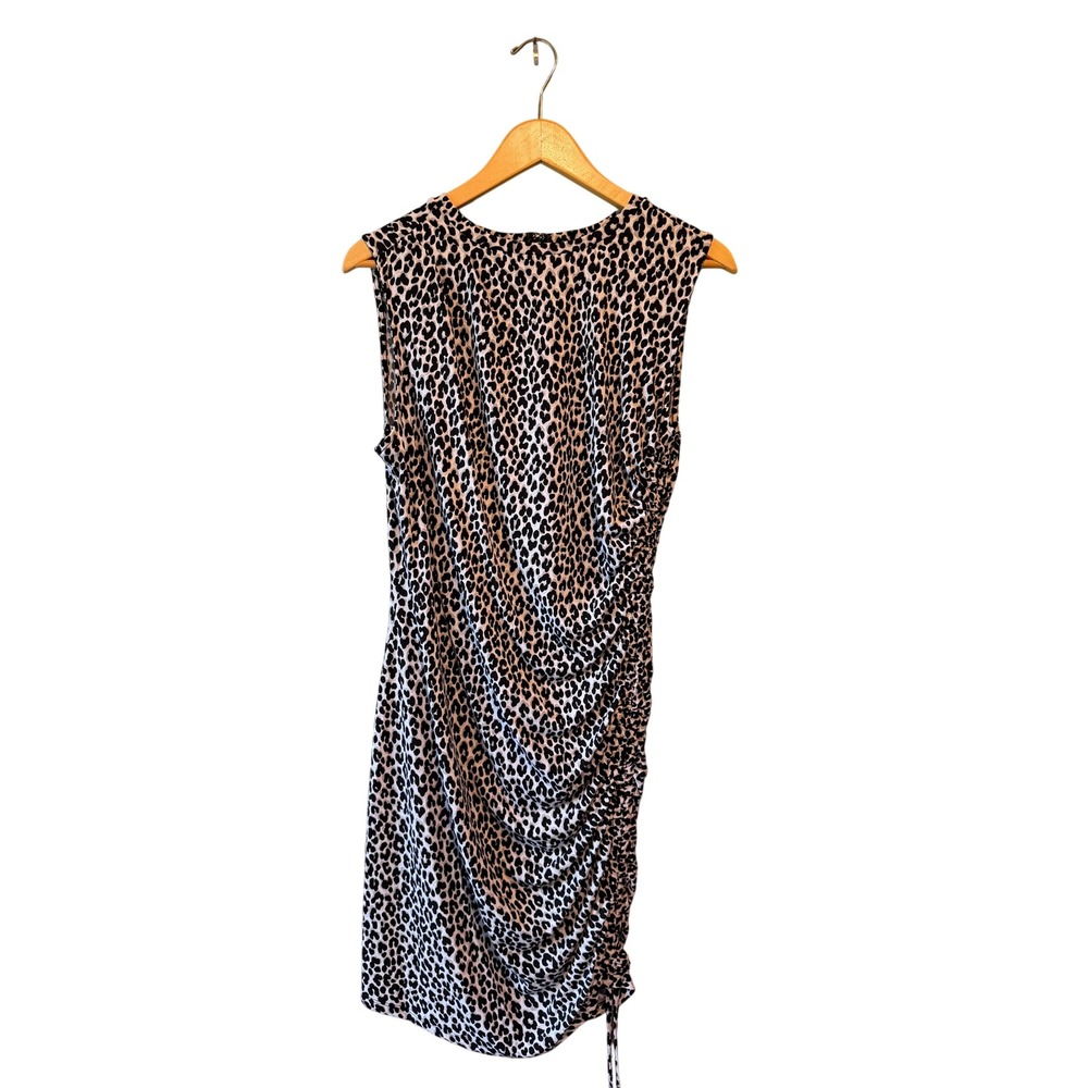 Michael Michael Kors Leopard Animal Print Ruched Sheath Dress Aluminum Large